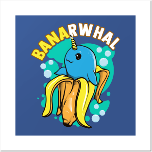 Banana Narwhal Banarwhal Funny Food Creatures Posters and Art